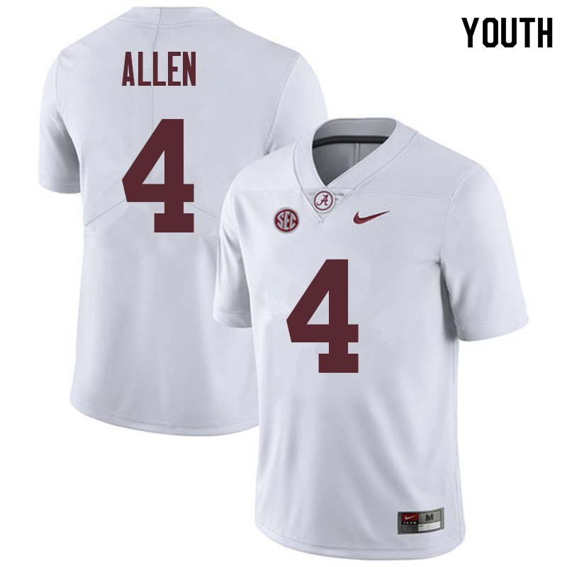 Youth #4 Christopher Allen Alabama Crimson Tide College Football Jerseys Sale-White